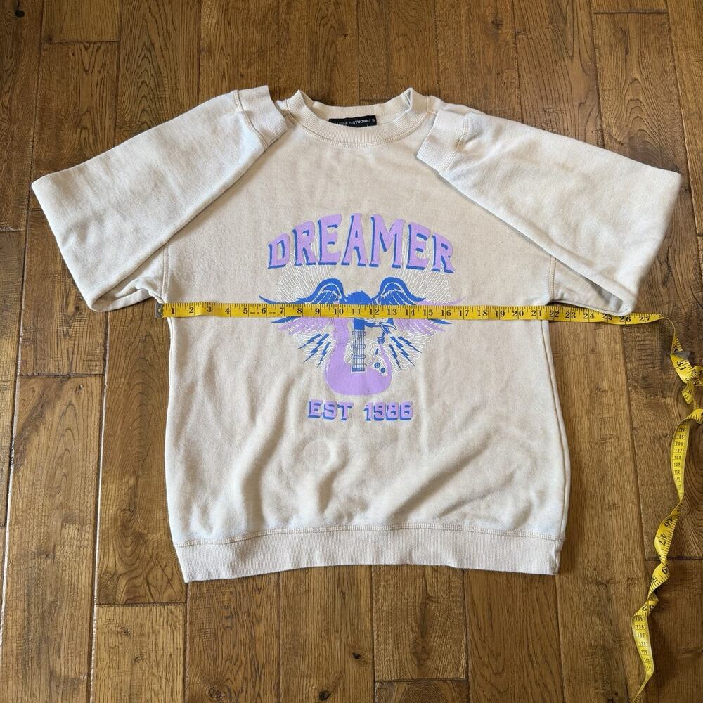 VICI LULUSIMONSTUDIO Dreamer Sweatshirt Womens Sz S Oversized Distressed - Picture 4 of 6